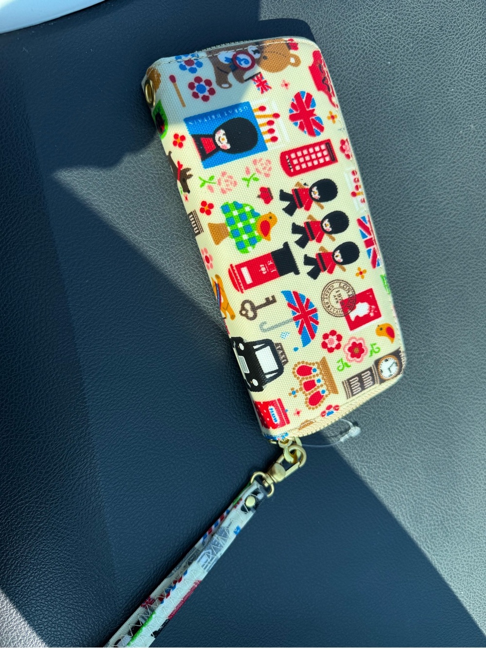 No Boundaries Cream London-Icon Wristlet Wallet with Multicolor Accents